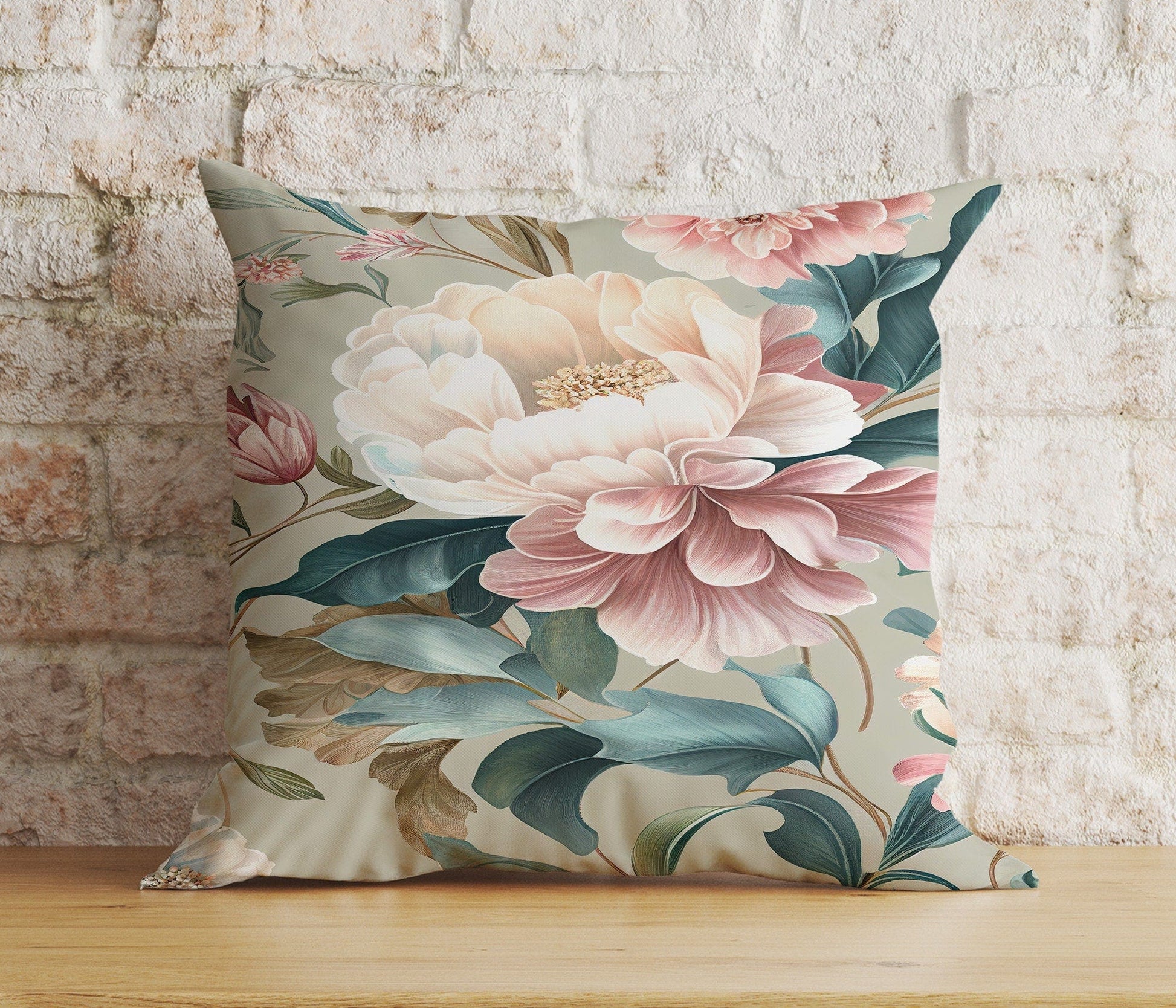 Onay 7 / 12 x 12 inch (30 x 30 cm) Vintage Floral Print Charming Soft Pink Cushion Covers