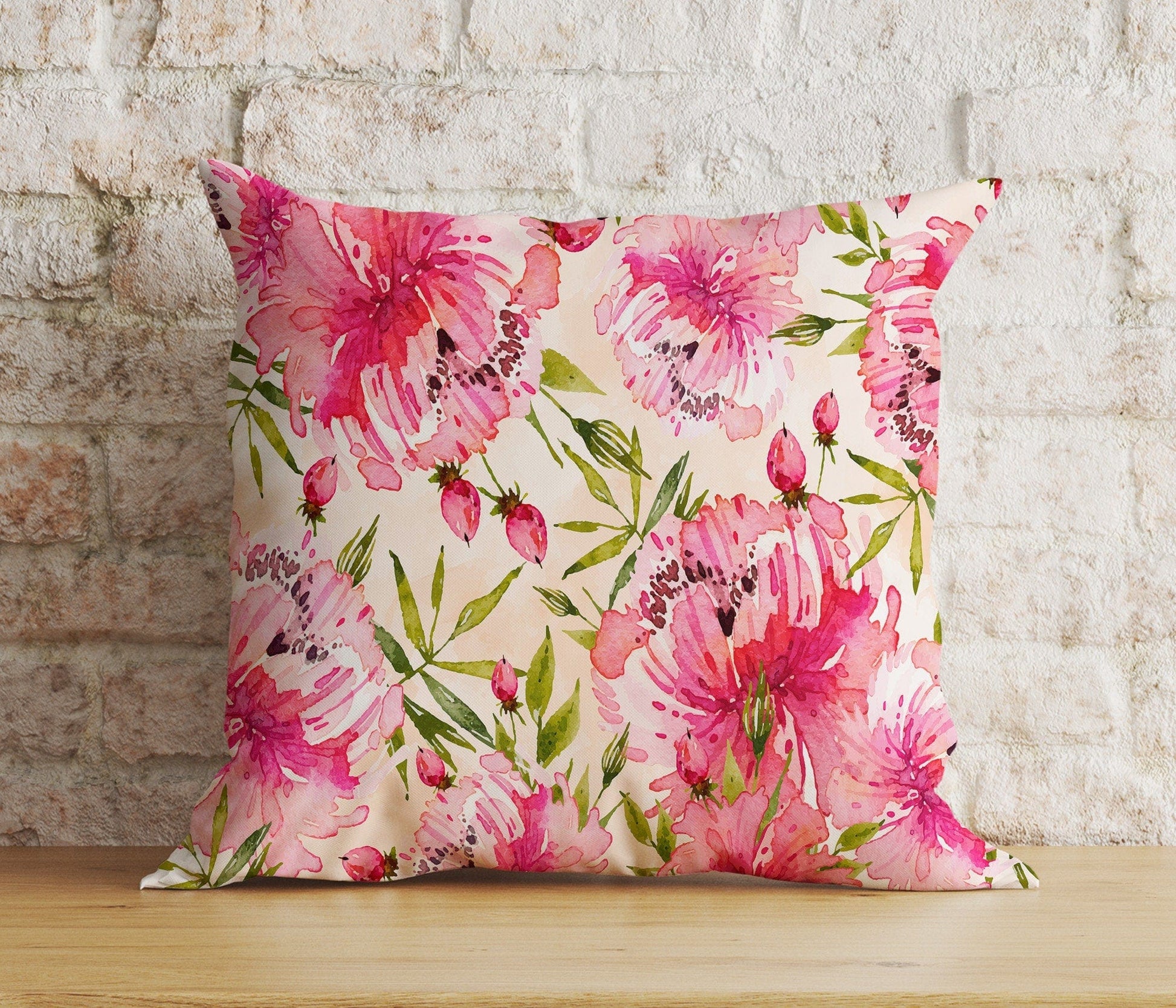 Onay 4 / 12 x 12 inch (30 x 30 cm) Vintage Floral Print Charming Soft Pink Cushion Covers