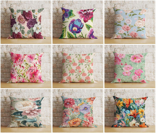 Onay Vintage Floral Print Charming Soft Pink Cushion Covers
