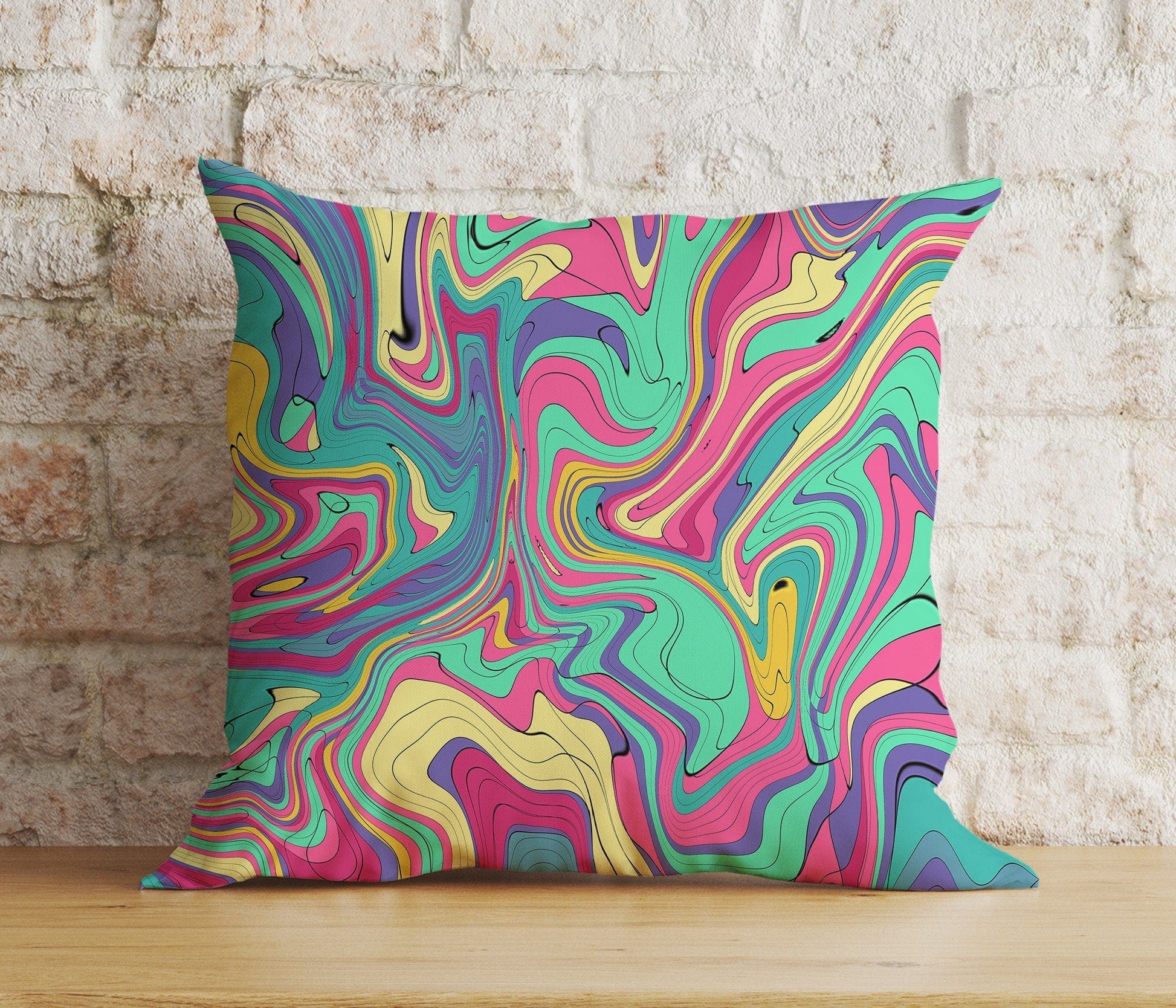 Onay 4 / 12 x 12 inch (30 x 30 cm) Vivid Bright Abstract Colorful Decorative Cushion Cover