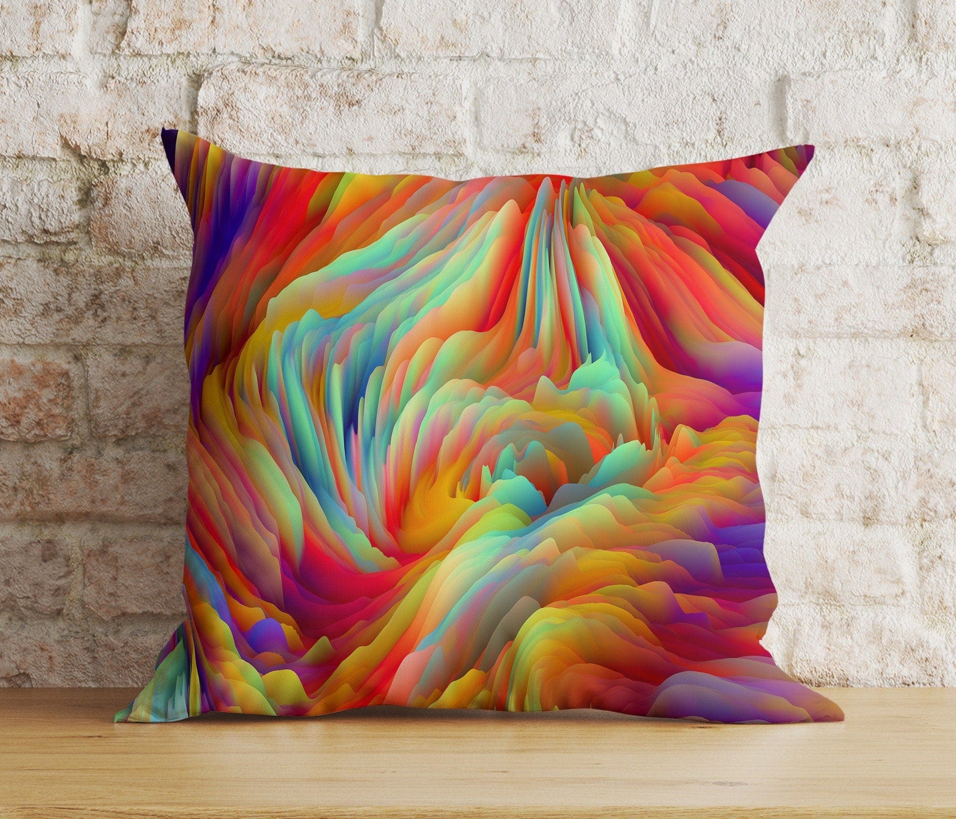 Onay 2 / 12 x 12 inch (30 x 30 cm) Vivid Bright Abstract Colorful Decorative Cushion Cover