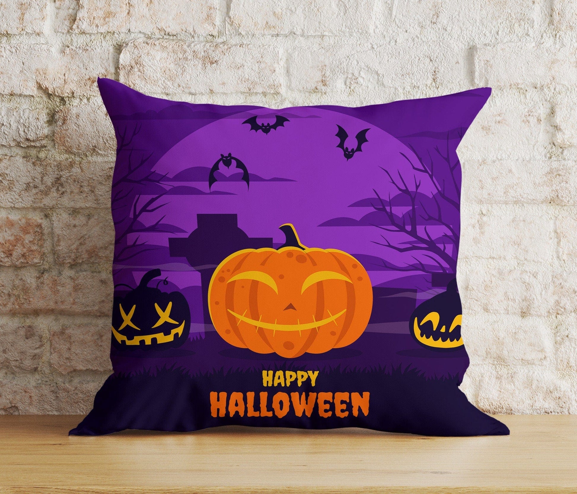 Onay Cushion Covers 9 / 12 x 12 inch (30 x 30 cm) Double Side Vivid Halloween Pumpkin Cushion Cover Happy Halloween Pillow Cover