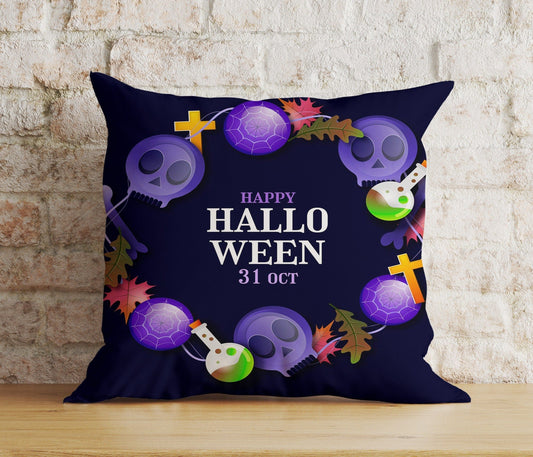 Onay Cushion Covers 1 / 12 x 12 inch (30 x 30 cm) Double Side Vivid Halloween Pumpkin Cushion Cover Happy Halloween Pillow Cover