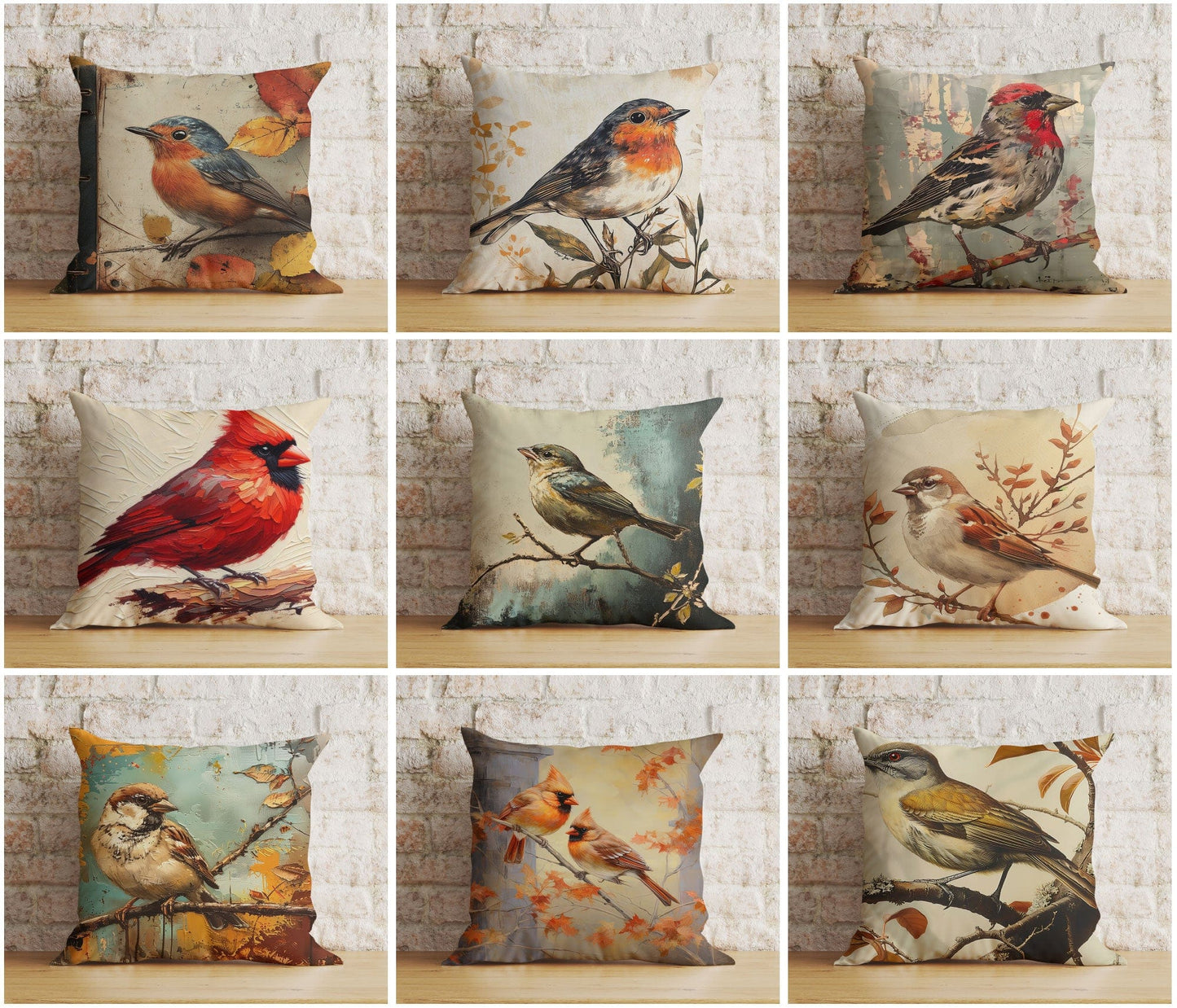 Onay Cushion Covers Watercolor Bird Decorative Cushion Cover Art Pillow Cover