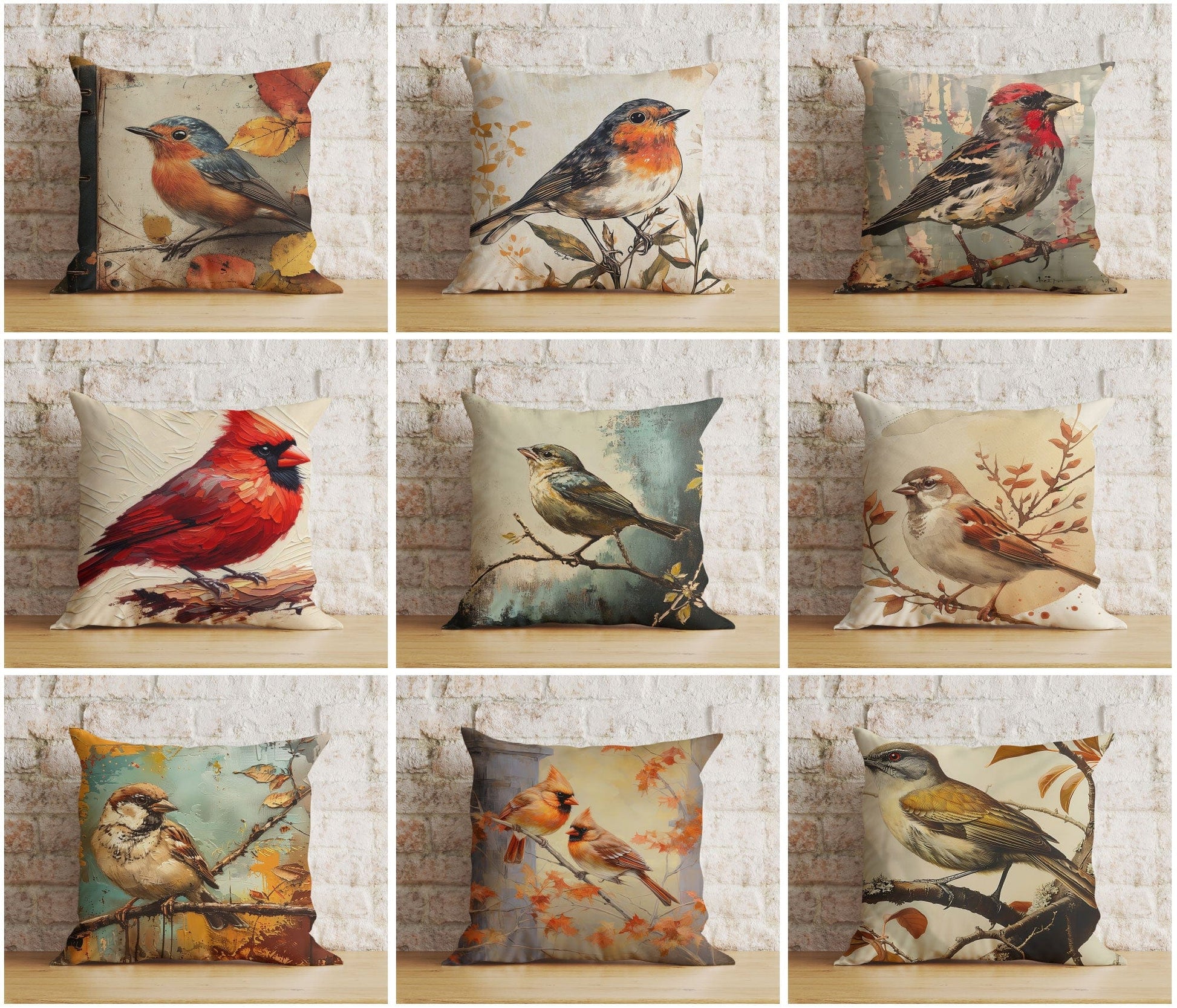 Onay Cushion Covers Watercolor Bird Decorative Cushion Cover Art Pillow Cover