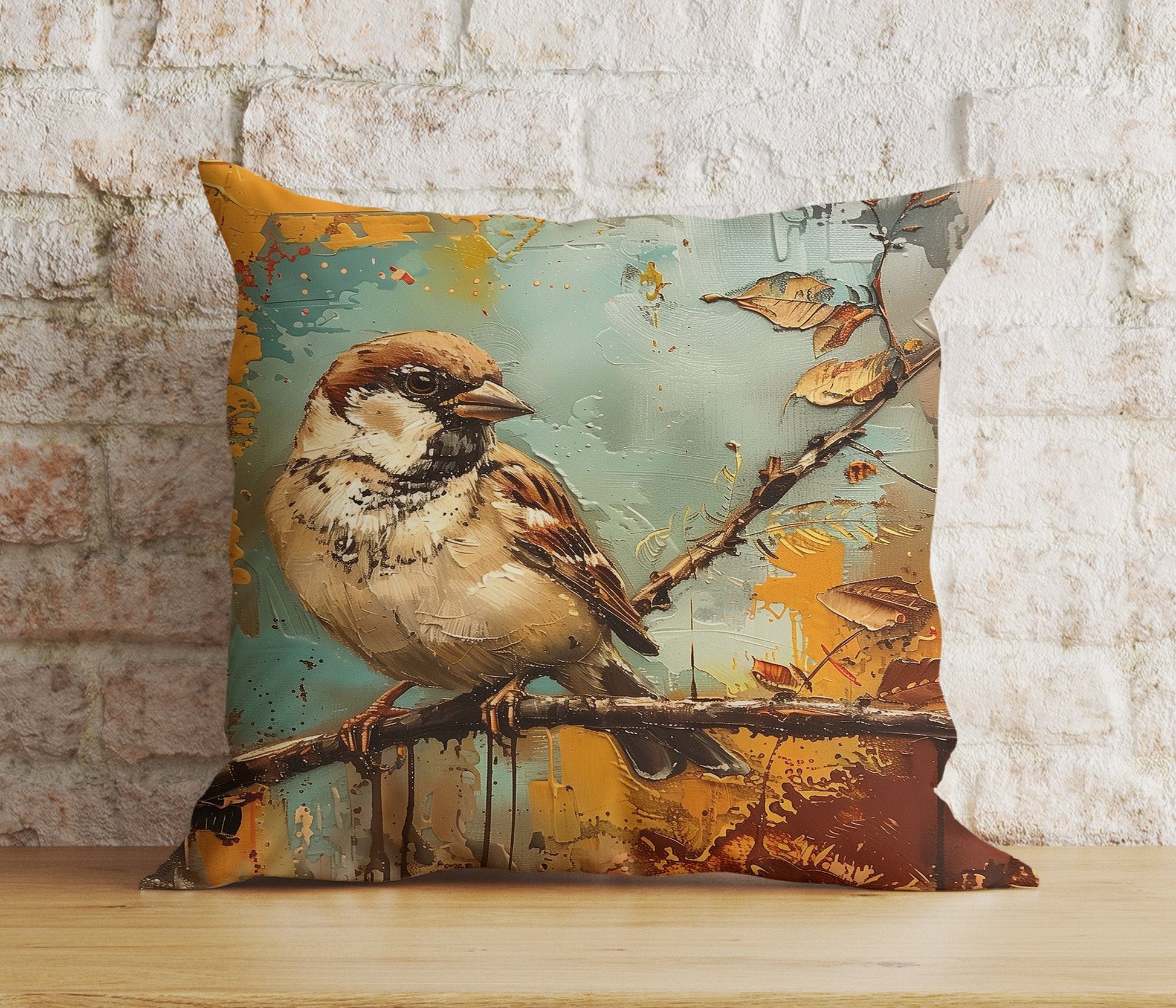 Onay Cushion Covers Watercolor Bird Decorative Cushion Cover Art Pillow Cover