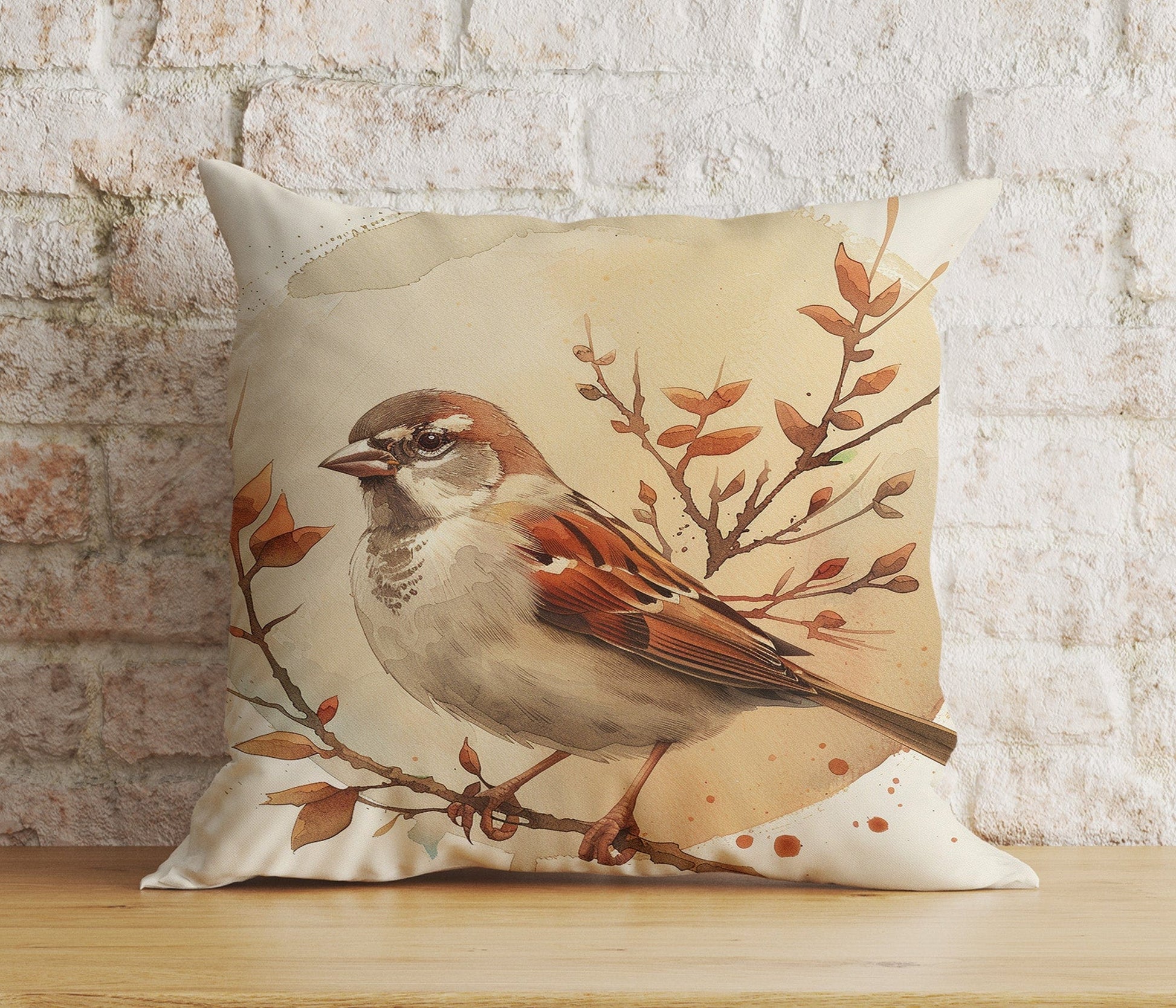Onay Cushion Covers Watercolor Bird Decorative Cushion Cover Art Pillow Cover