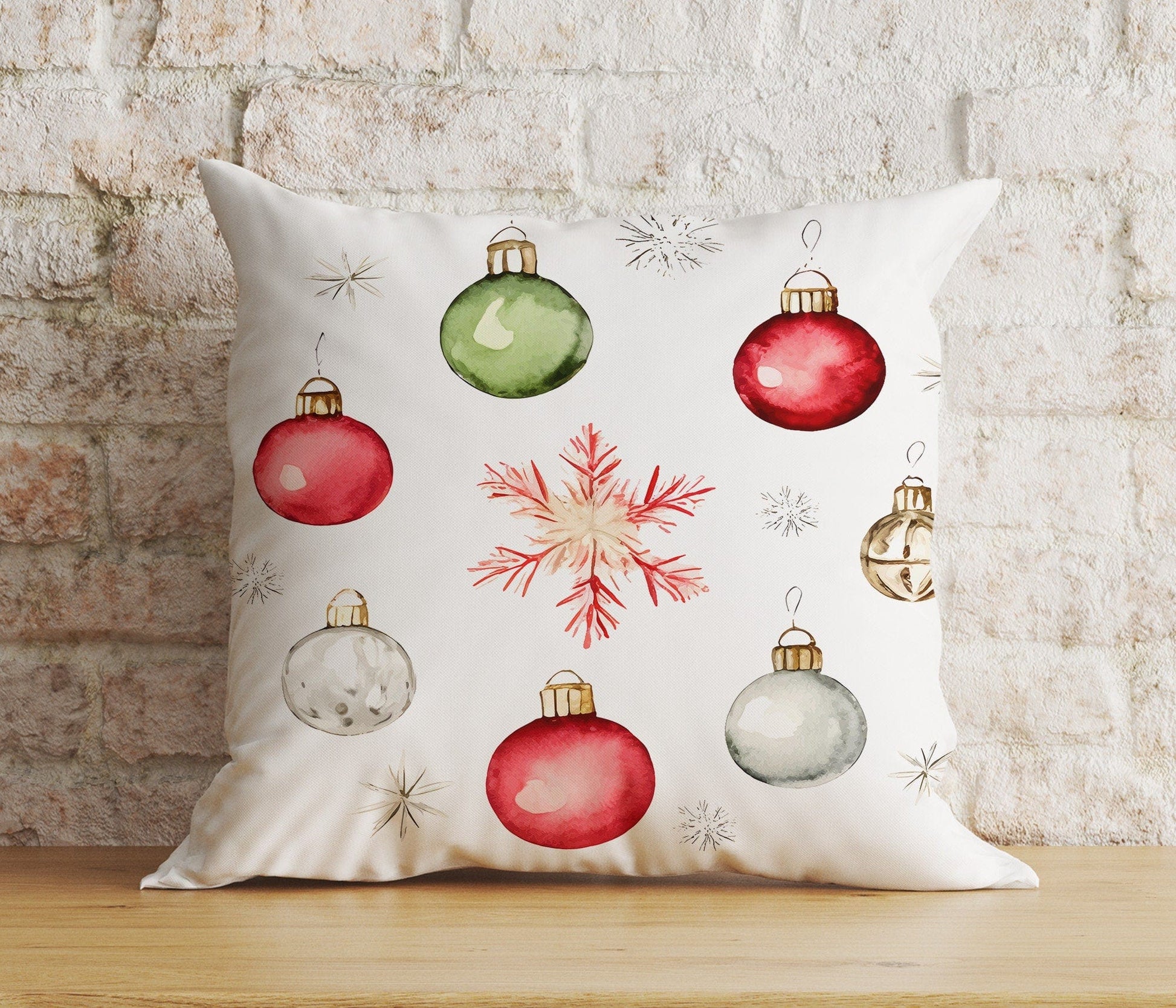 Onay 3 / 12 x 12 inch (30 x 30 cm) Double Side Watercolor Christmas Elegant Festive Cushion Covers