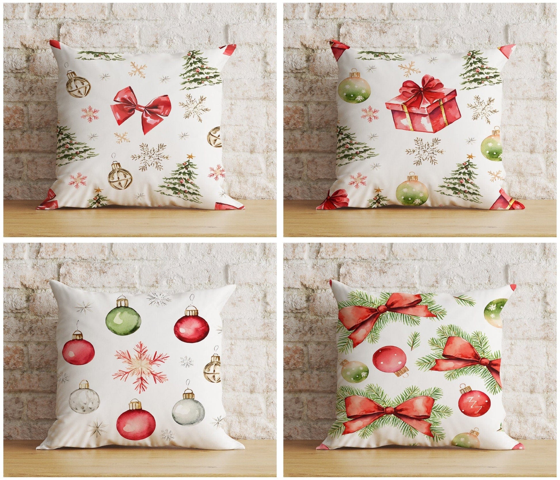 Onay Watercolor Christmas Elegant Festive Cushion Covers