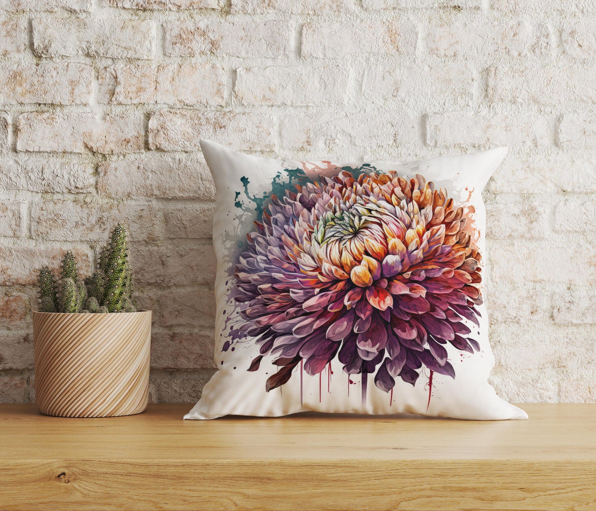 Onay Home Textile Cushion Covers 5 / 12 x 12 inch (30 x 30 cm) Double Side Watercolor Flower Cushion Covers Abstract Design Pillowcase