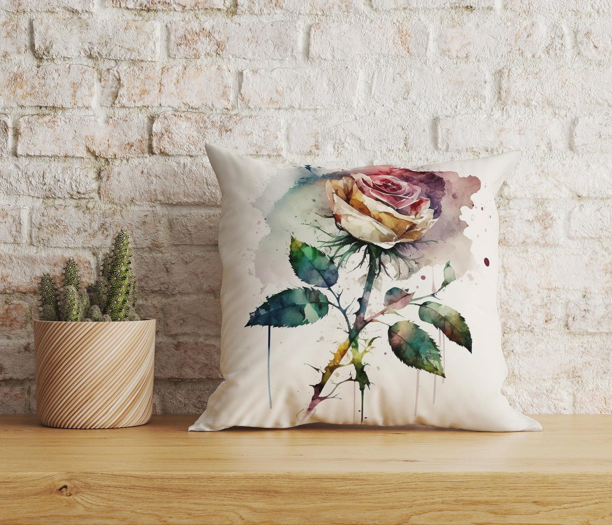 Onay Home Textile Cushion Covers 4 / 12 x 12 inch (30 x 30 cm) Double Side Watercolor Flower Cushion Covers Abstract Design Pillowcase