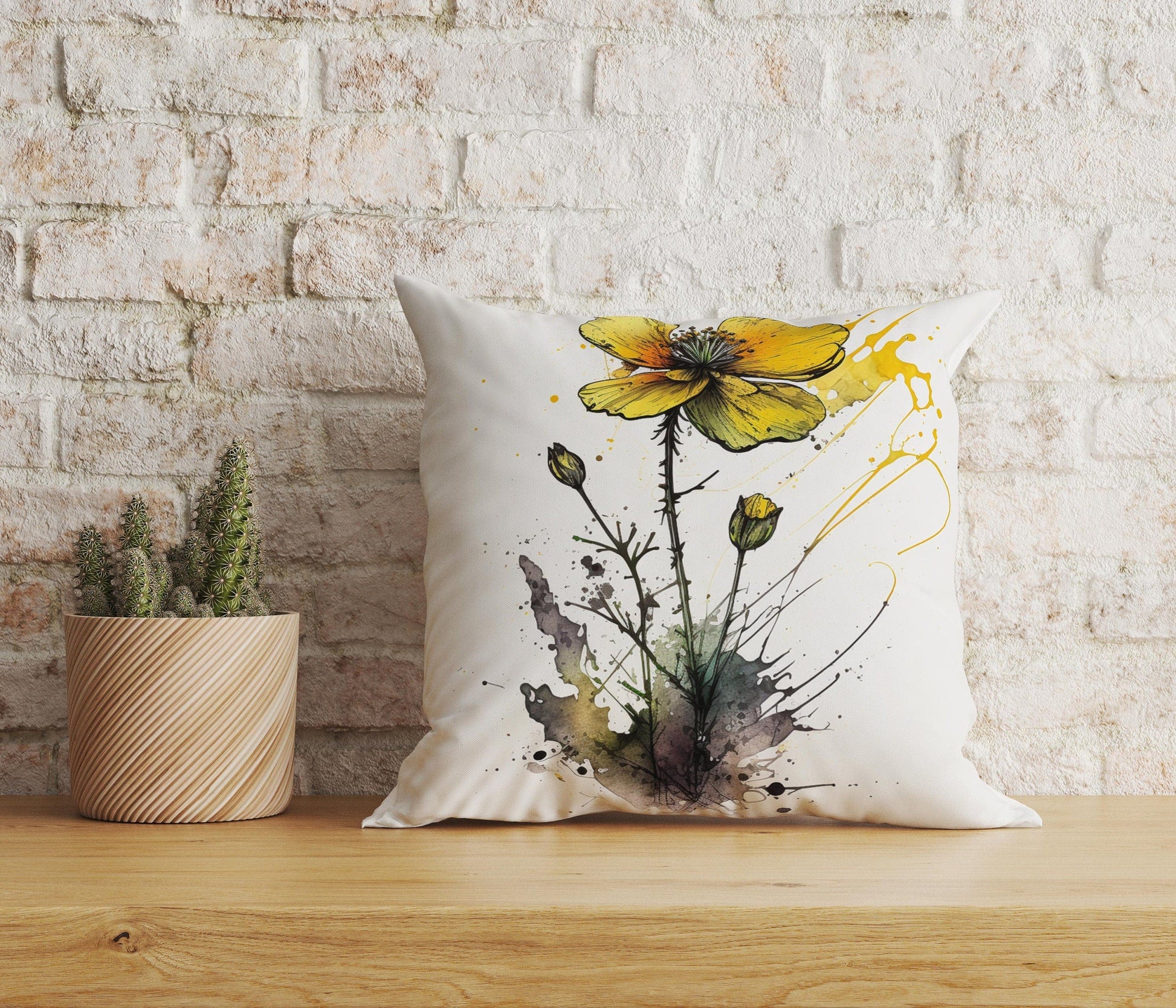 Onay Home Textile Cushion Covers 3 / 12 x 12 inch (30 x 30 cm) Double Side Watercolor Flower Cushion Covers Abstract Design Pillowcase