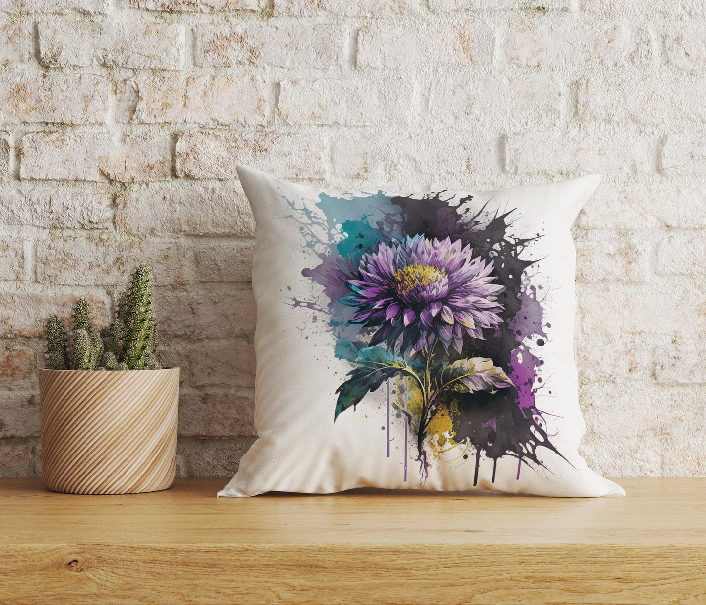 Onay Home Textile Cushion Covers 2 / 12 x 12 inch (30 x 30 cm) Double Side Watercolor Flower Cushion Covers Abstract Design Pillowcase