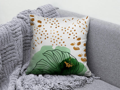 Onay 3 / 12 x 12 inch (30 x 30 cm) Watercolor Green Tropical Leaf Abstract Cushion Cover