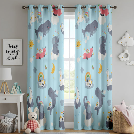 Onay Whimsical Animal Nursery Curtains – Sky, Cloud & Rainbow Drapes