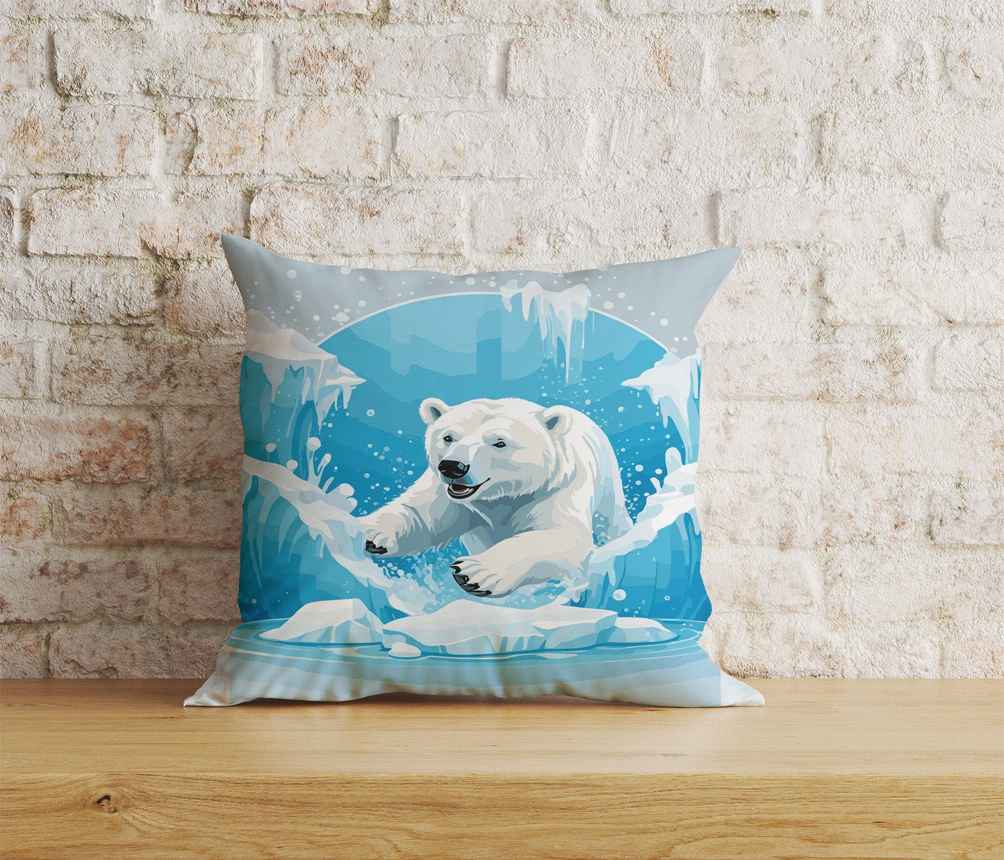 Onay 9 / 12 x 12 inch (30 x 30 cm) White Bear and Seal Dolphin Pattern Wild Life Cushion Covers
