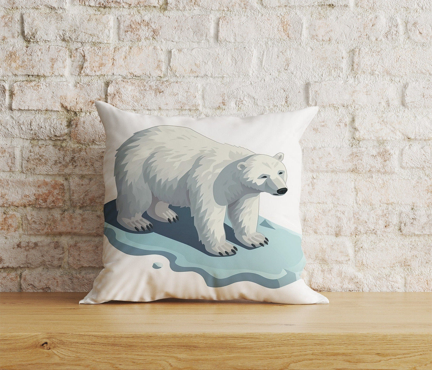 Onay 2 / 12 x 12 inch (30 x 30 cm) White Bear and Seal Dolphin Pattern Wild Life Cushion Covers