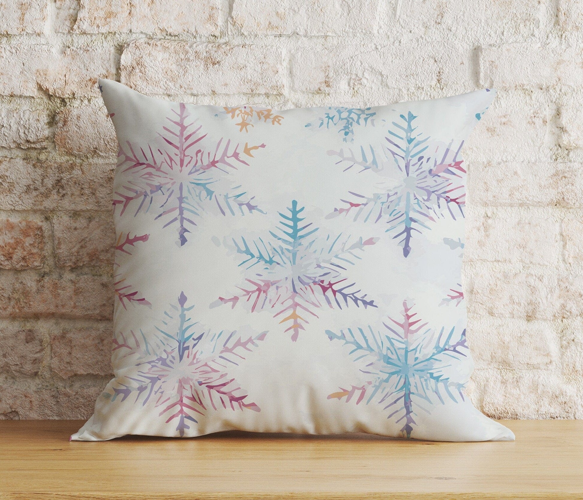 Onay 8 / 12 x 12 inch (30 x 30 cm) Double Side Xmas Winter Soft Pastel Snowflakes Cozy Cushion Covers