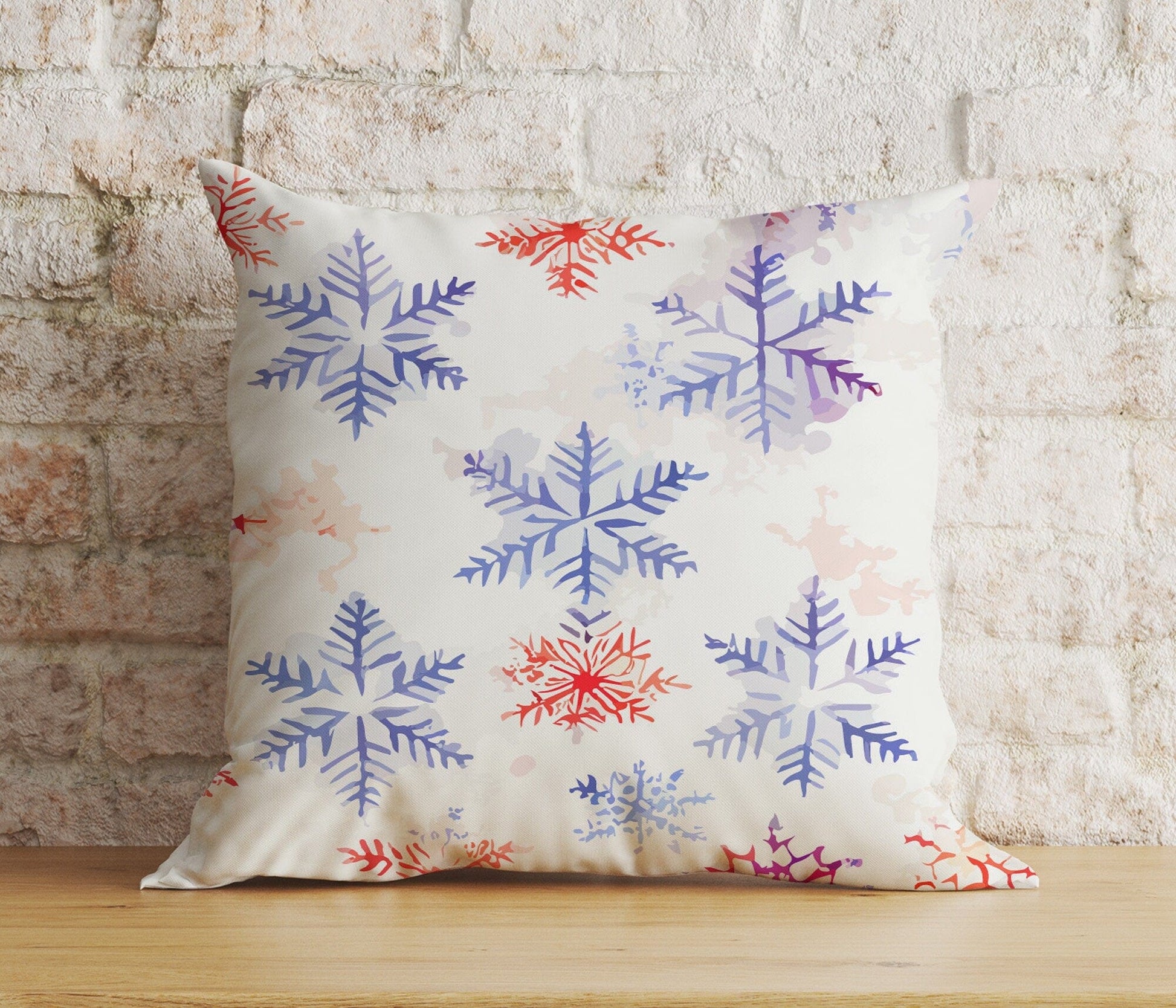 Onay 6 / 12 x 12 inch (30 x 30 cm) Double Side Xmas Winter Soft Pastel Snowflakes Cozy Cushion Covers