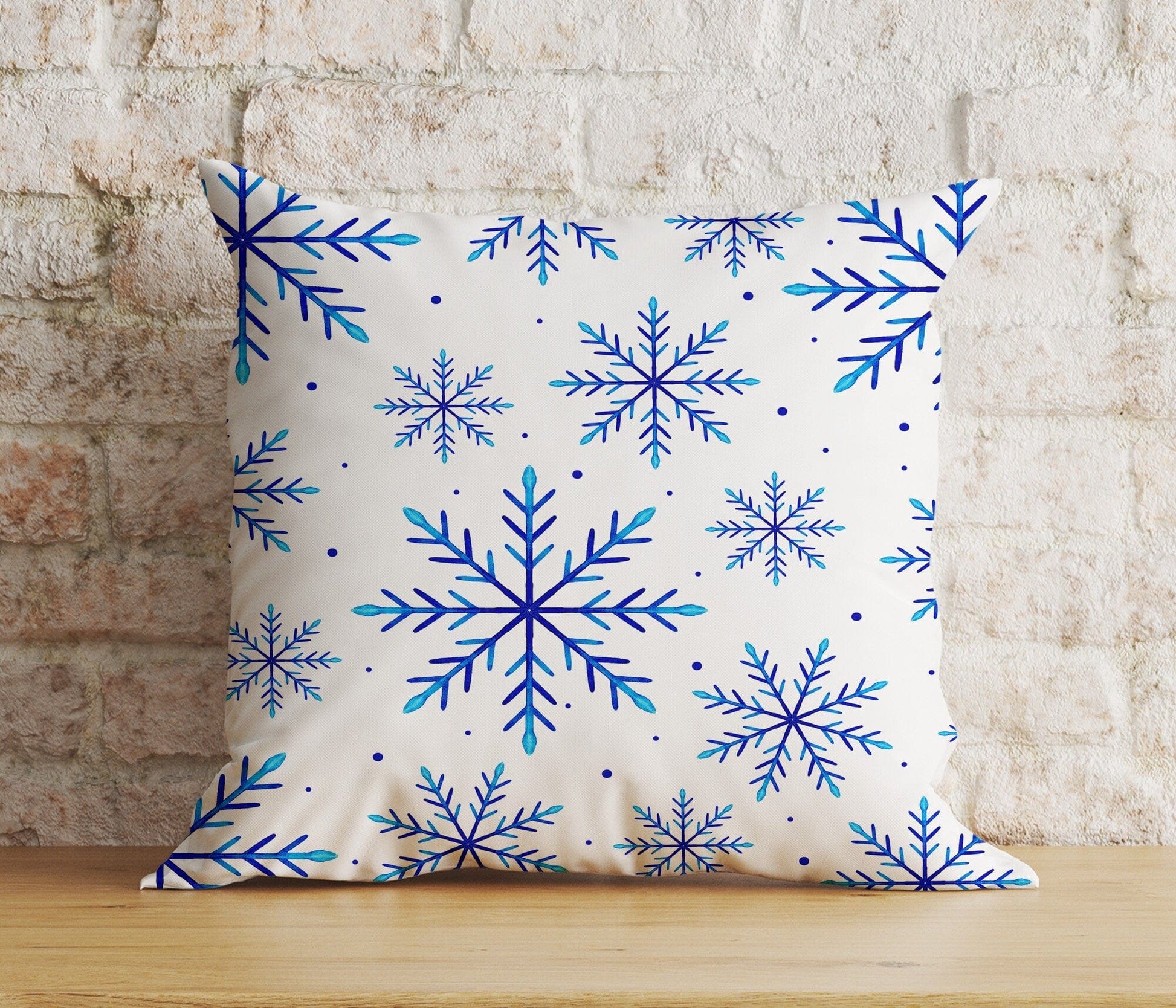 Onay 3 / 12 x 12 inch (30 x 30 cm) Double Side Xmas Winter Soft Pastel Snowflakes Cozy Cushion Covers
