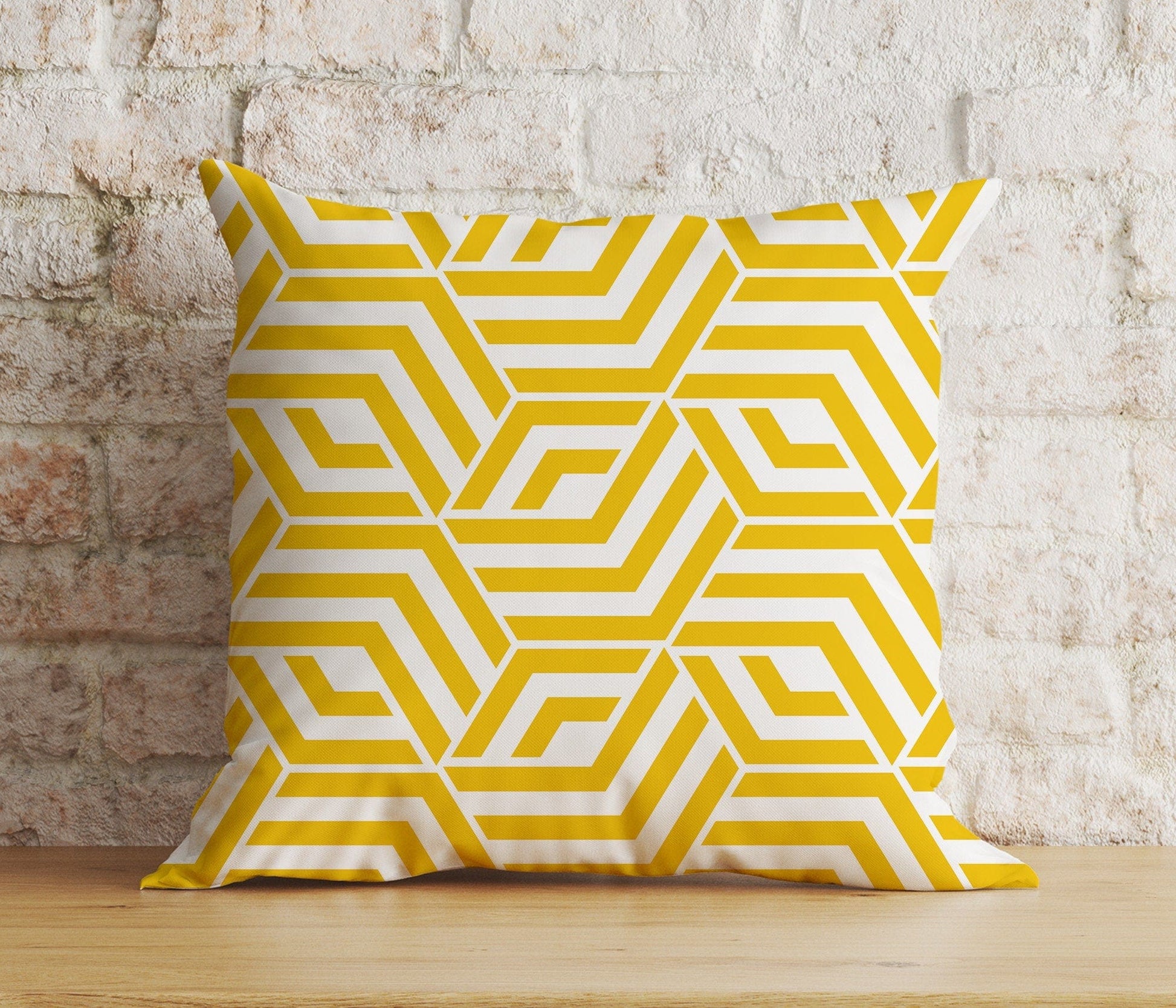 Onay 4 / 12 x 12 inch (30 x 30 cm) Yellow Abstract Floral Spring Summer Trend Cushion Cover