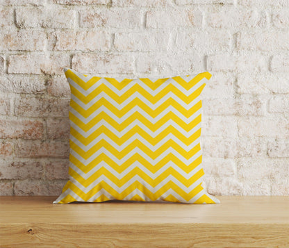 Onay 4 / 12 x 12 inch (30 x 30 cm) Yellow Chevron Yellow Zigzag Decorative Cushion Cover