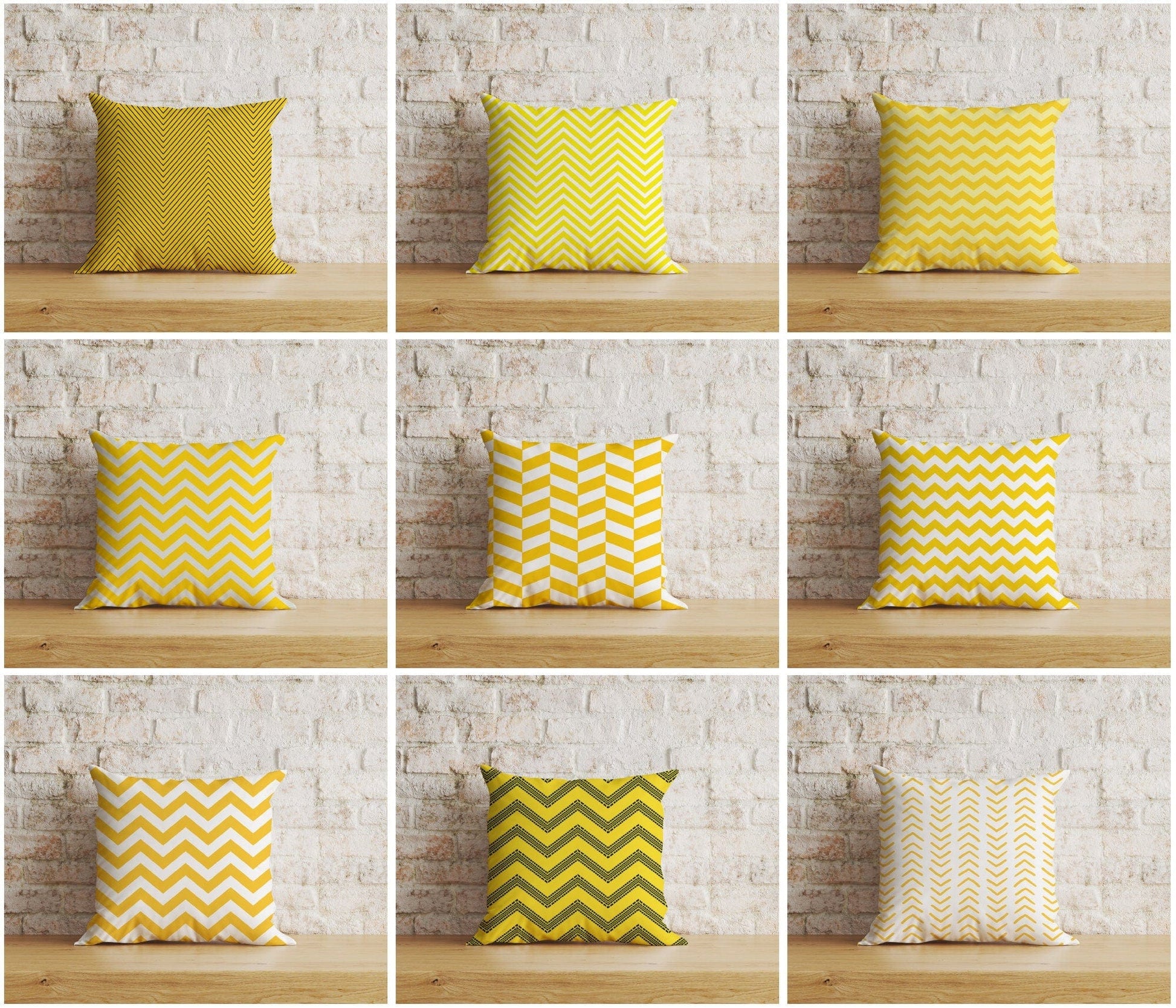 Onay Yellow Chevron Yellow Zigzag Decorative Cushion Cover