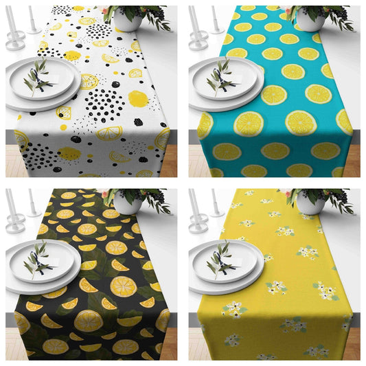Onay Home Textile table runner Yellow Lemon Slices Vivid Color Decor Table Runner